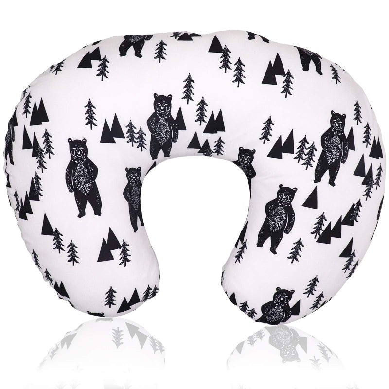 TANOFAR Bear Nursing Pillow Cover, Breastfeeding Pillow Slipcover for Baby Boys & Girls, Nursing Pillow Case for Newborn, Soft Fabric Fits Snug On Infant, Washable & Breathable, Black & White Animal - Image 1