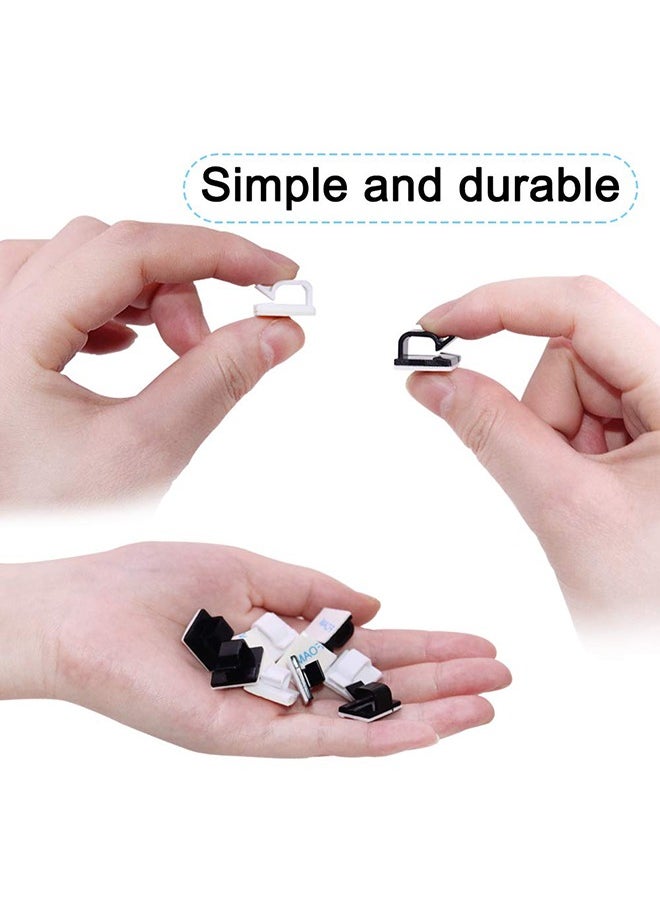 Halamine 60-Piece Adhesive Cable Clips, Plastic Cable Cord Organizers Cable Storage Management Clip for Home Office - Black, White  - Image 4