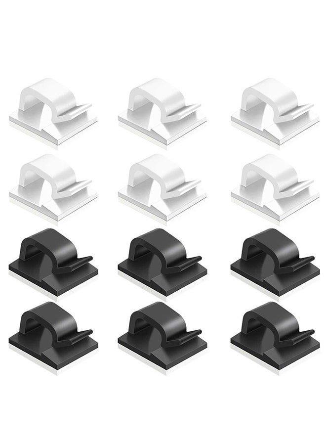 Halamine 60-Piece Adhesive Cable Clips, Plastic Cable Cord Organizers Cable Storage Management Clip for Home Office - Black, White  - Image 2