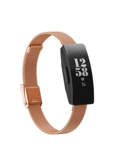 Replacement Strap For Fitbit Ace 3 / Inspire 2 Double Insurance Buckle Milanese Watch Band Rose Gold