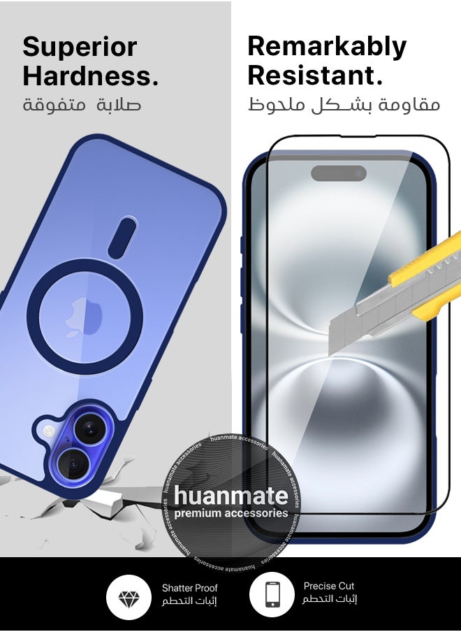 huanmate - 2 in 1 Apple iPhone 16 Plus Magsafe Protection Pack - Ultra Clear Shockproof Case & Edge-to-Edge Screen Protector, 360 Degree Protection, Back Cover & Screen Protector for Apple iPhone 16 Plus - Image 1