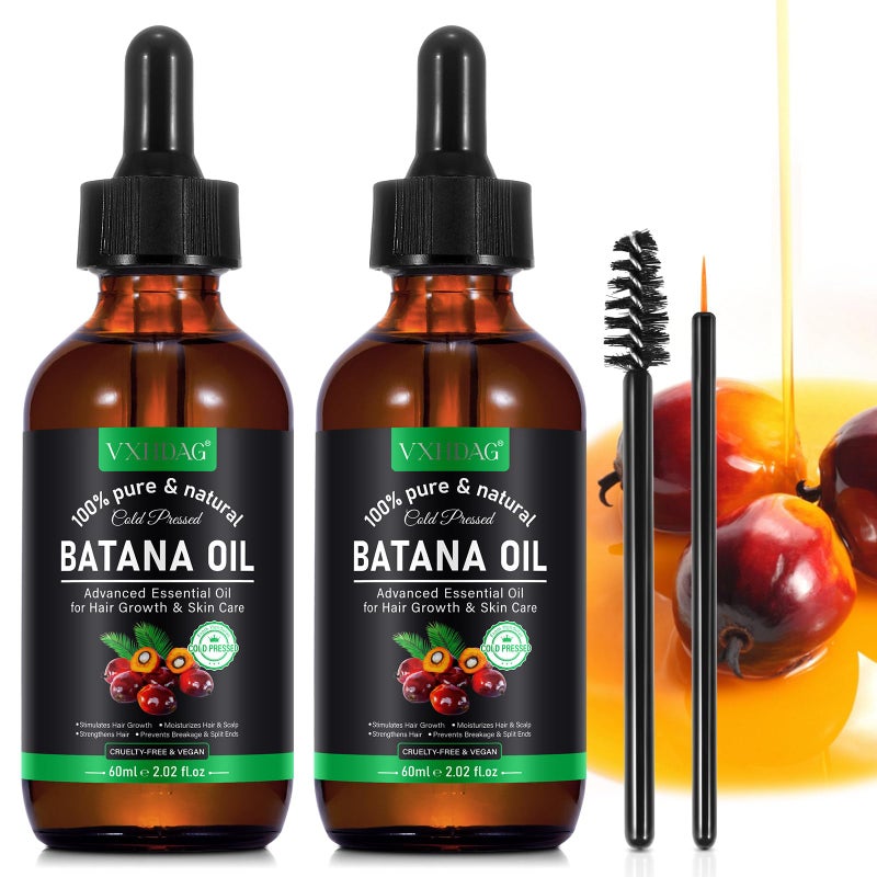 VXHDAG Batana Oil - Pure & Natural Hair Growth Oil from Honduras, Eliminates Split Ends, Enhances Radiance for All Hair & Skin Types, 4.04 fl oz (pack of 2) - Image 1