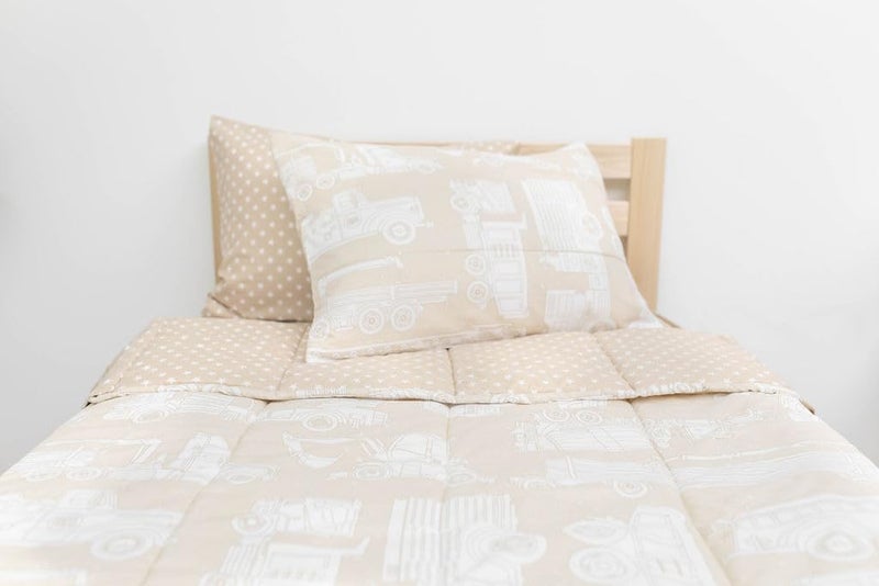 Beddy's Trucks Theme Boys Durable Zipper Bedding for Kids, Bed in a Bag, Tan Sheets & Comforter with Construction Trucks & Cars, Includes Pillowcase and Pillow Sham, Easy to Make and Wash - Image 3