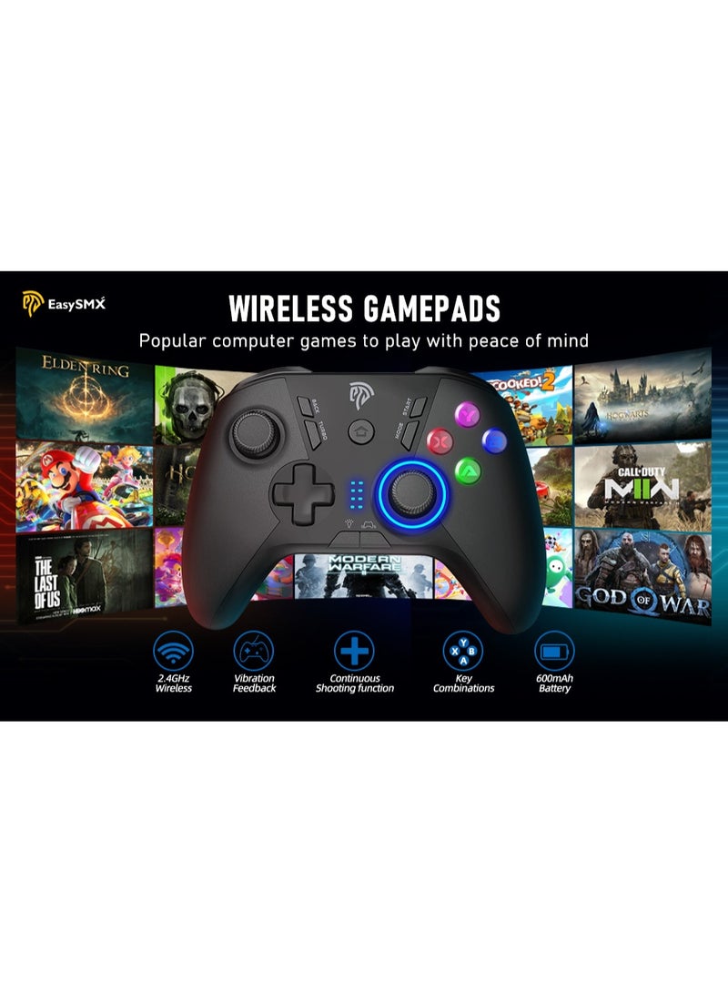 general Classic Gamepad EasySMX 9110 Wireless Gaming Controller for PC/Switch/Steam Deck/Android/Laptop/PS3/Android TV BOX with Turbo Function Dual Vibration 2.4GHz Wireless Key Combinations Battery 600mAh Up to 14 Hours Plug and Play Gamepad Joystick with 4 Customized Keys Asymmetric Button Layout Light Weight Ergonomics and Anti-Slip Design - Image 5