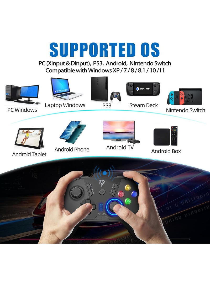 general Classic Gamepad EasySMX 9110 Wireless Gaming Controller for PC/Switch/Steam Deck/Android/Laptop/PS3/Android TV BOX with Turbo Function Dual Vibration 2.4GHz Wireless Key Combinations Battery 600mAh Up to 14 Hours Plug and Play Gamepad Joystick with 4 Customized Keys Asymmetric Button Layout Light Weight Ergonomics and Anti-Slip Design - Image 4