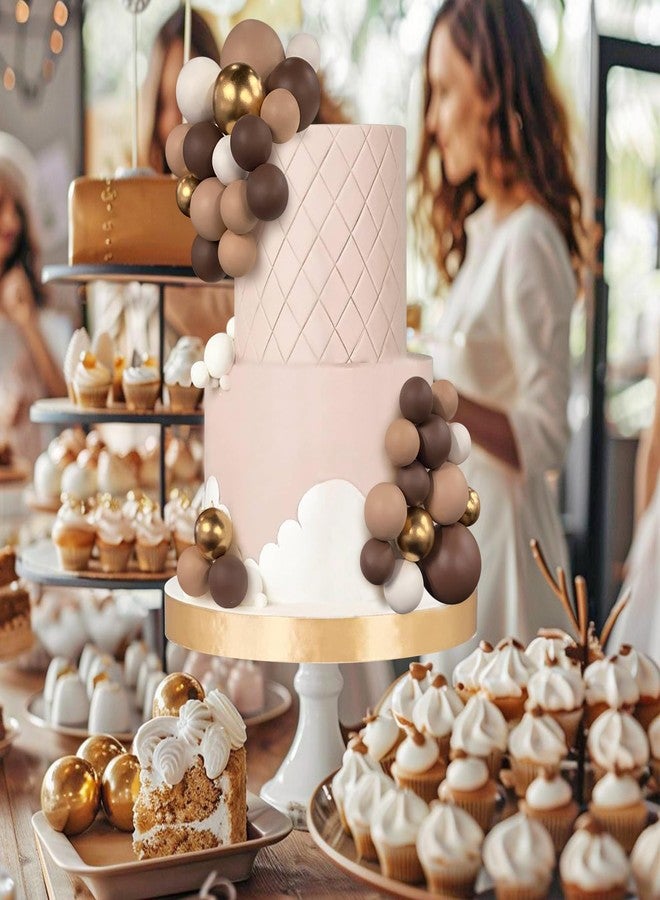 RASSLISA 32 PCS Ball Cake Picks Colorful Ball Shaped Cake Topper Pearl Balls Cupcake Cake Insert Topper for Birthday Party Decoration Supplies Dark Brown Light Brown White Gold - Image 4
