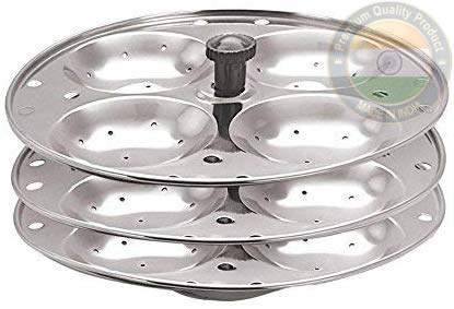 Luxor Stainless Steel Idli Stand 3 Plates Cookware Suitable for Inner Lid Pressure Cooker, Silver - Image 1