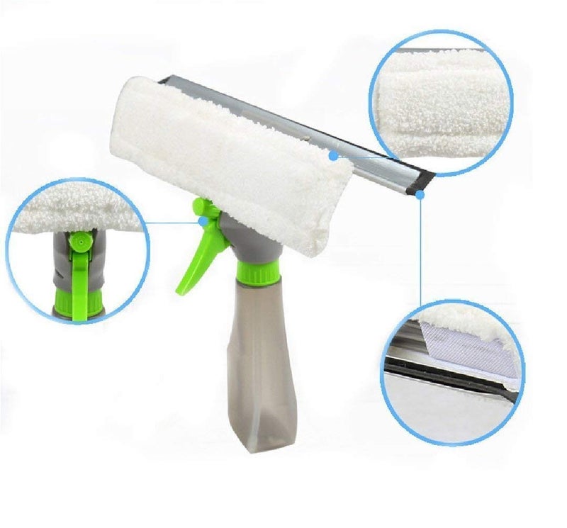 KPS 3 in 1 Plastic Easy Glass Spray Type Cleaning Brush Wiper Clean Shave Car Window Cleaner for Car Window Mirror Glass Floor Stove with Spray Cleaning Cloth - Image 4