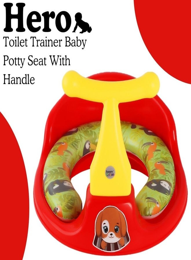Zerya 1234 Soft Kids Toilet Trainer Baby Potty Seat With Handle And Back Support Toilet Seat For Girls & Boys (Red) - Image 2