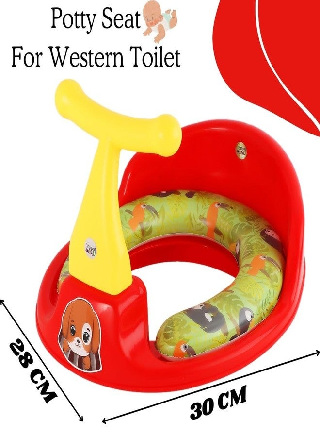 Zerya 1234 Soft Kids Toilet Trainer Baby Potty Seat With Handle And Back Support Toilet Seat For Girls & Boys (Red) - Image 5