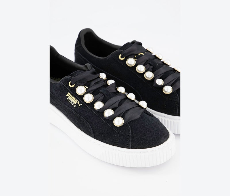 PUMA Women Suede Platform Bling Shoes, Black - Image 3