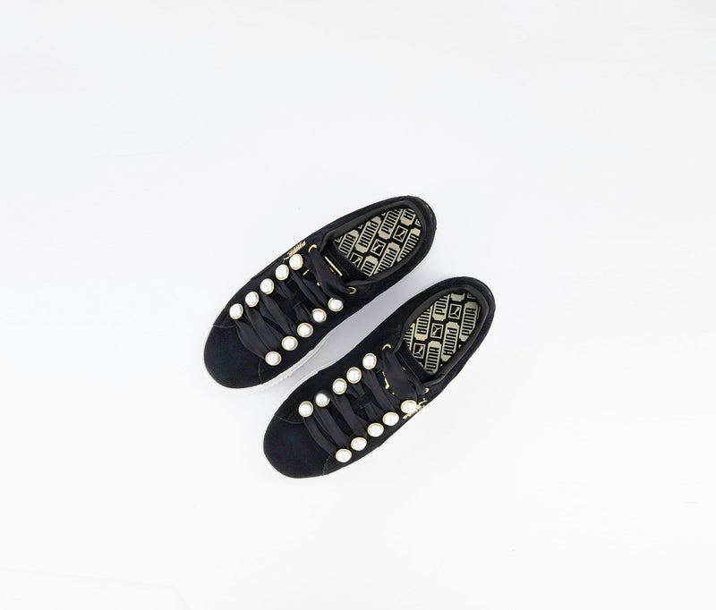 PUMA Women Suede Platform Bling Shoes, Black - Image 4