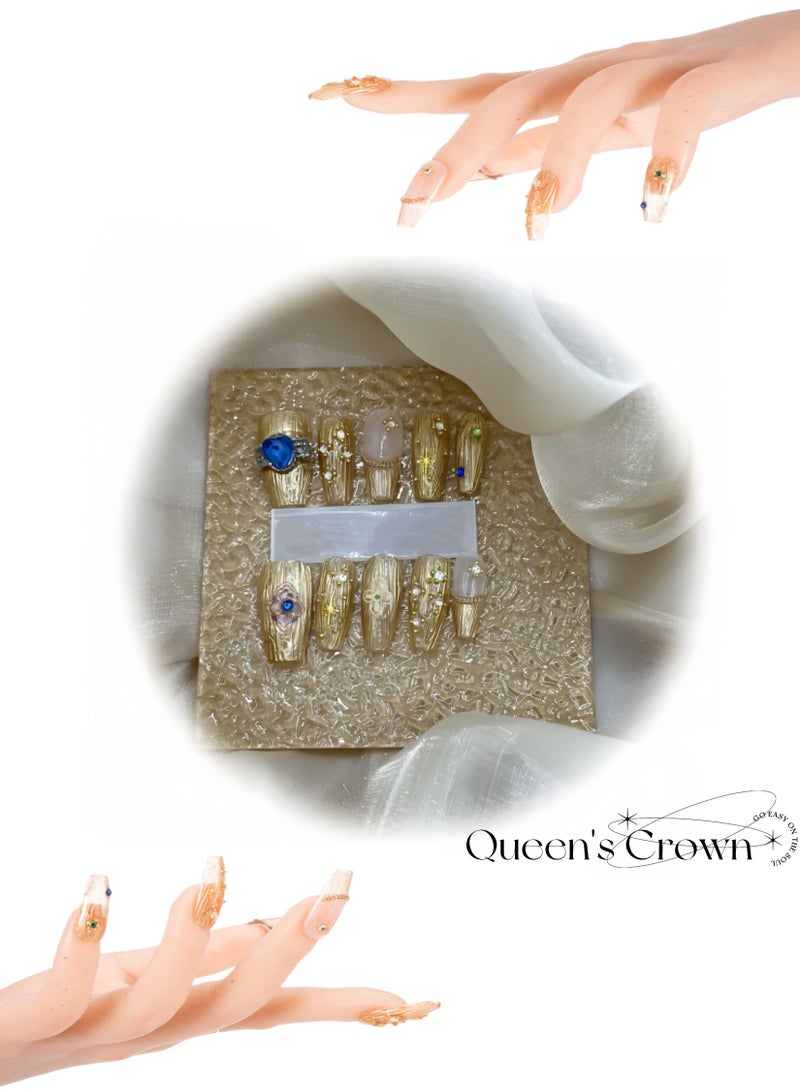 Press on Nails for Make up Gifts,Fake Nails for Women,UV/LED Nail Lamp,Nails Cosmetic Bag Kits,Nails Luggage set ,Press on Nails Cosmetic Bag,Press on Nails for Gifts (Queen's Crown） - Image 5