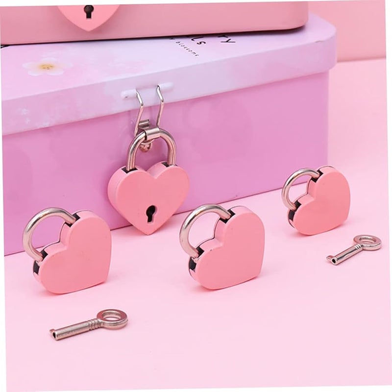 Healifty 6pcs Mini Heart Padlocks with Keys for Jewelry Box Diaries Suitcases Pink Purple Blue Red Silver - Image 3