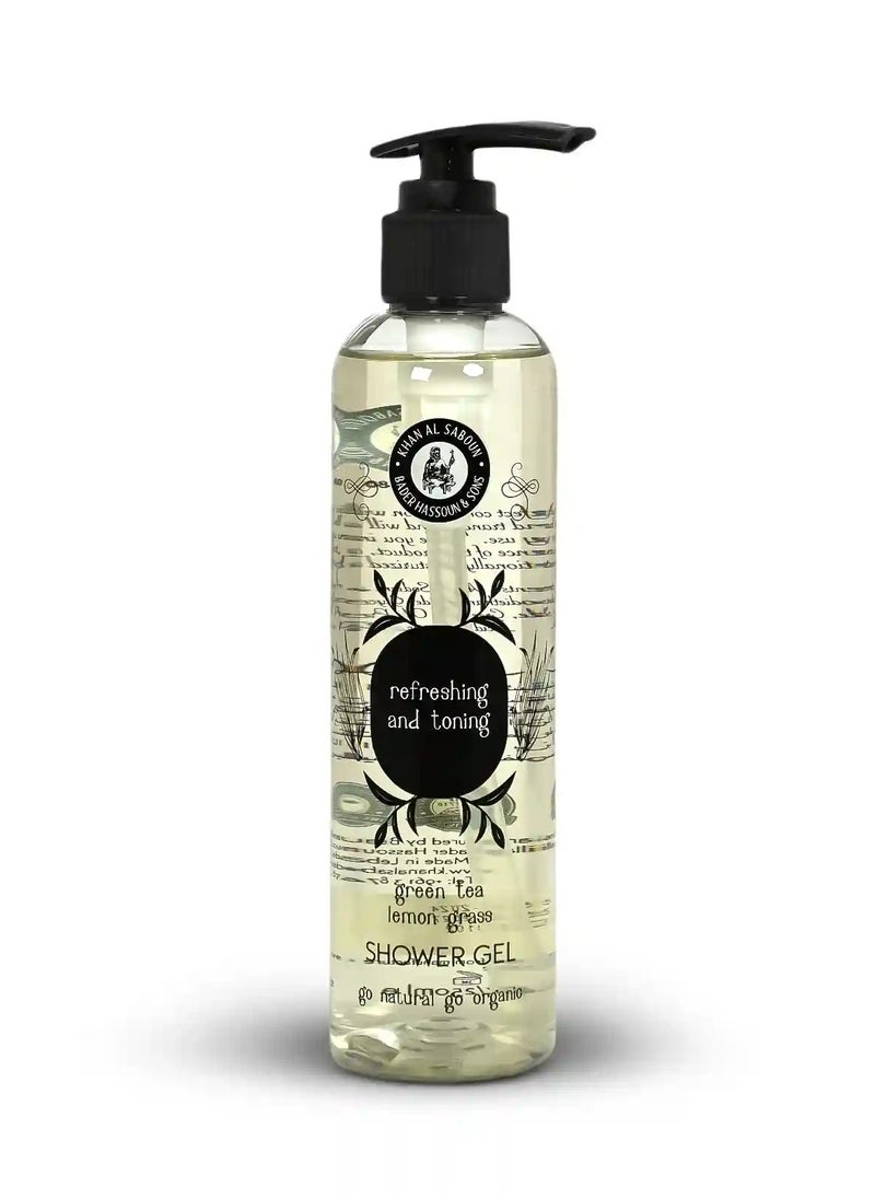 Khan AL Saboun - Green Tea & Lemon Grass Shower Gel - Natural & Organic Skincare for Refreshing and Rejuvenating - Image 1