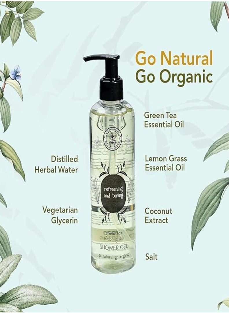 Khan AL Saboun - Green Tea & Lemon Grass Shower Gel - Natural & Organic Skincare for Refreshing and Rejuvenating - Image 1