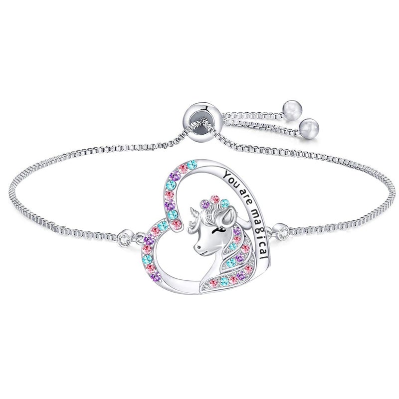 Luckilemon Magical Unicorn Bracelet for Girls Crystal Heart Pendant Bracelet Unicorn Jewelry Gifts for Girls Birthday christmas - Image 1