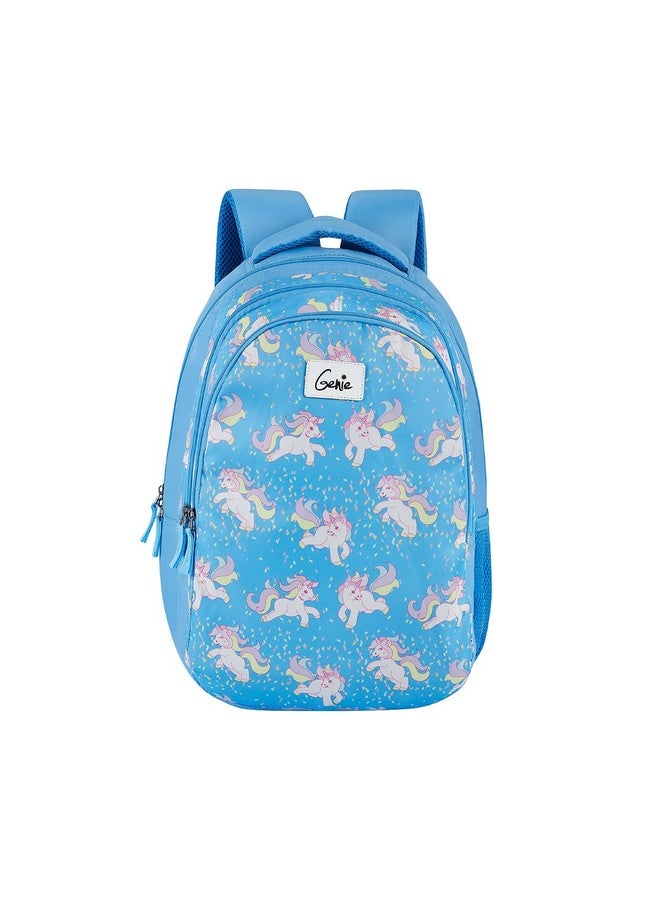 جيني حقيبة مدرسية جيني يونيكورن للبنات، 17 بوصة، زرقاء، 3 أقسام، مقاومة للماء 27 لترًا - Image 1