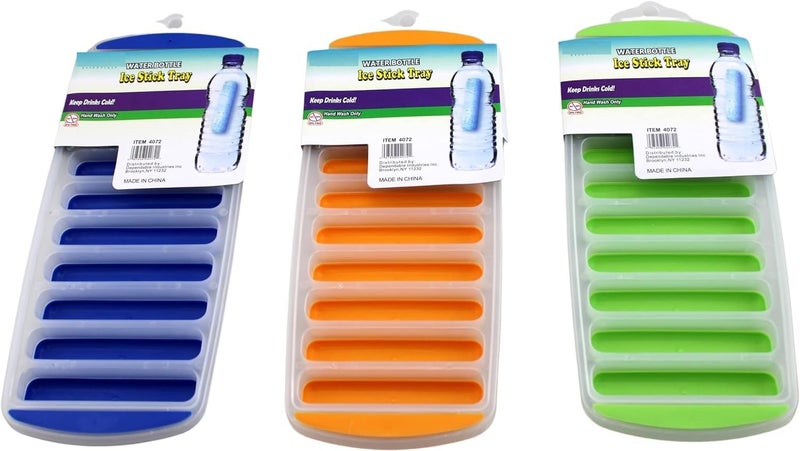 PuThAk Ice Cubes Tray Long Ice Stick Tray Silicone with Lid Rectangular Narrow Stick Reusable Flexible Easy Release for Small Mouth Sport Bottles 3 PCS - Image 1
