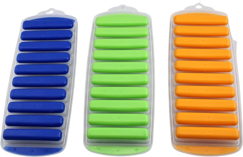 PuThAk Ice Cubes Tray Long Ice Stick Tray Silicone with Lid Rectangular Narrow Stick Reusable Flexible Easy Release for Small Mouth Sport Bottles 3 PCS - Image 4