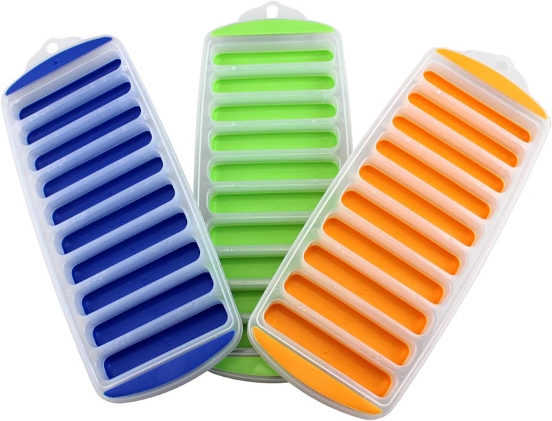 PuThAk Ice Cubes Tray Long Ice Stick Tray Silicone with Lid Rectangular Narrow Stick Reusable Flexible Easy Release for Small Mouth Sport Bottles 3 PCS - Image 5