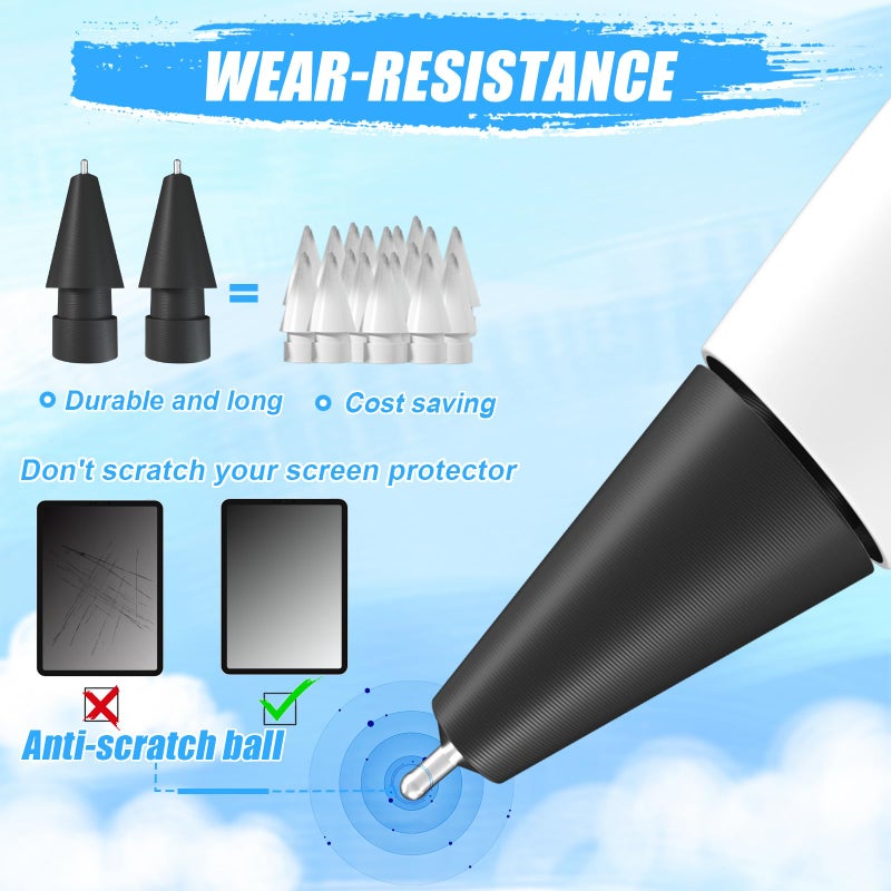 REEYEAR Upgraded Pencil Tips fits for Apple 2nd 1st Gen iPad Pro Pencil,0.78mm No Wear Out Fine Point Precise Control Apple Pen Tip,Longer Tips High Strength Material,Black - Image 5