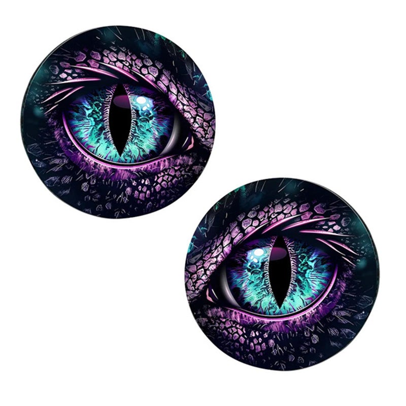 MOXRUQ 2 PCS Car Beast Eyes Decals 3D Stereo Beast Eyes Stickers Waterproof Jeep Round Light Decal Cool Beast Eyes Light Decoration Stickers Suitable for Wrangler and Most Cars Perple Eyes - Image 3