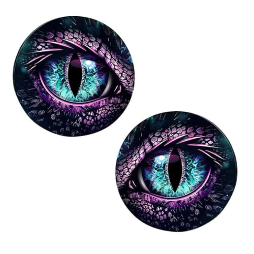 MOXRUQ 2 PCS Car Beast Eyes Decals 3D Stereo Beast Eyes Stickers Waterproof Jeep Round Light Decal Cool Beast Eyes Light Decoration Stickers Suitable for Wrangler and Most Cars Perple Eyes - Image 1