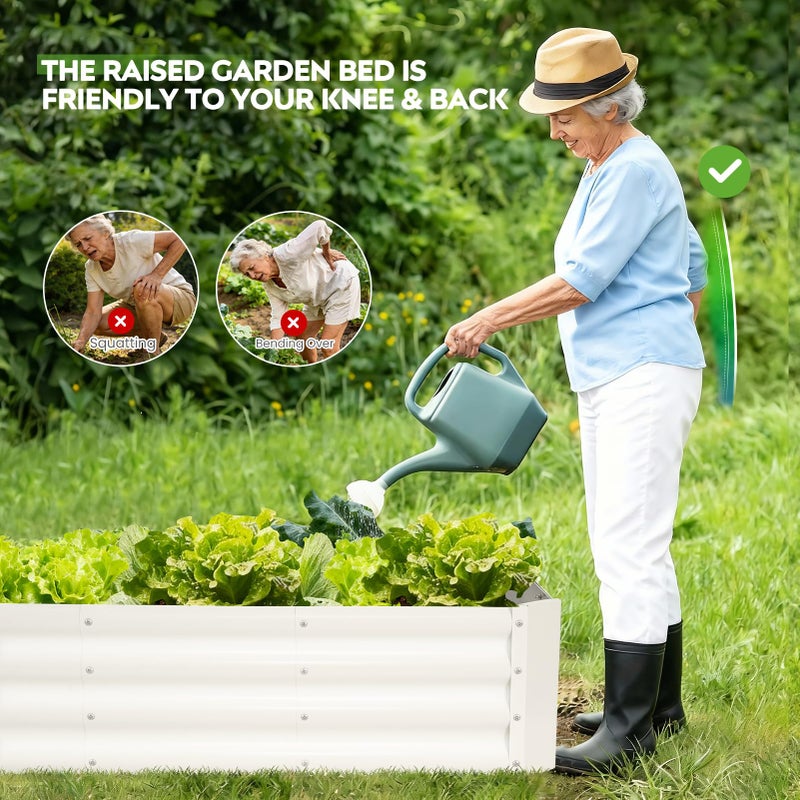ZORMY 2 Pcs 4x2x1ft Galvanized Raised Garden Bed Outdoor, Metal Planter Boxes with Easy Assembly, Planter Raised Beds for Gardening, Flower, Plants, Vegetable, Herb - White - Image 3