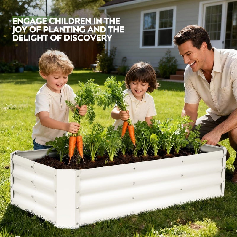 ZORMY 2 Pcs 4x2x1ft Galvanized Raised Garden Bed Outdoor, Metal Planter Boxes with Easy Assembly, Planter Raised Beds for Gardening, Flower, Plants, Vegetable, Herb - White - Image 5