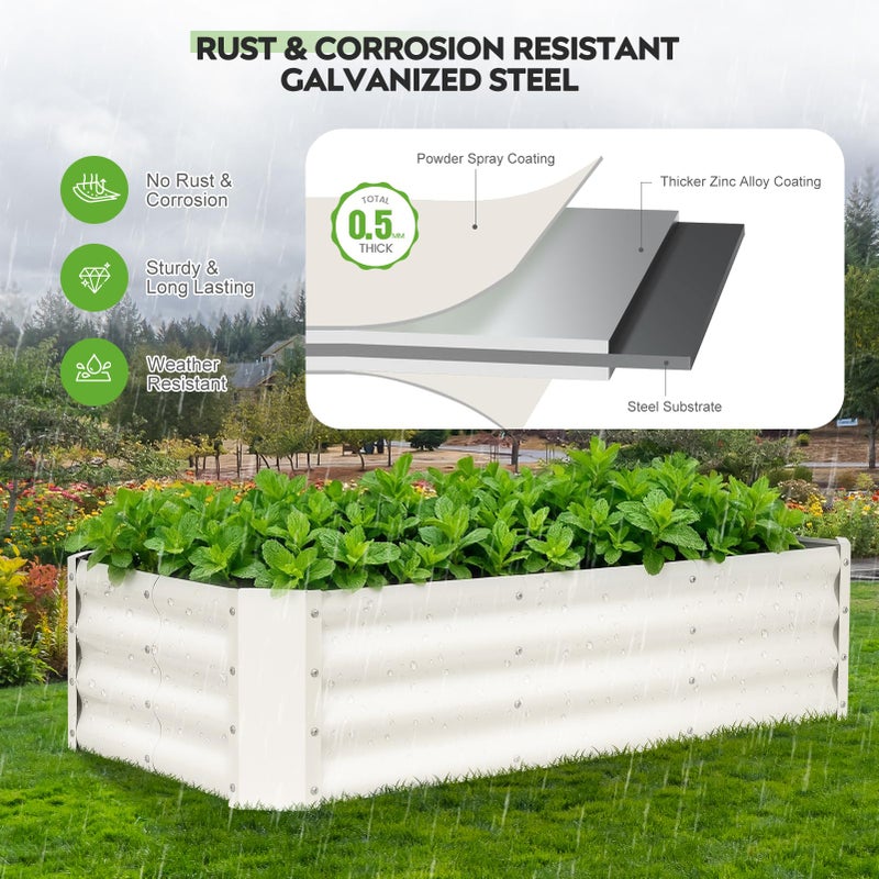 ZORMY 2 Pcs 4x2x1ft Galvanized Raised Garden Bed Outdoor, Metal Planter Boxes with Easy Assembly, Planter Raised Beds for Gardening, Flower, Plants, Vegetable, Herb - White - Image 4