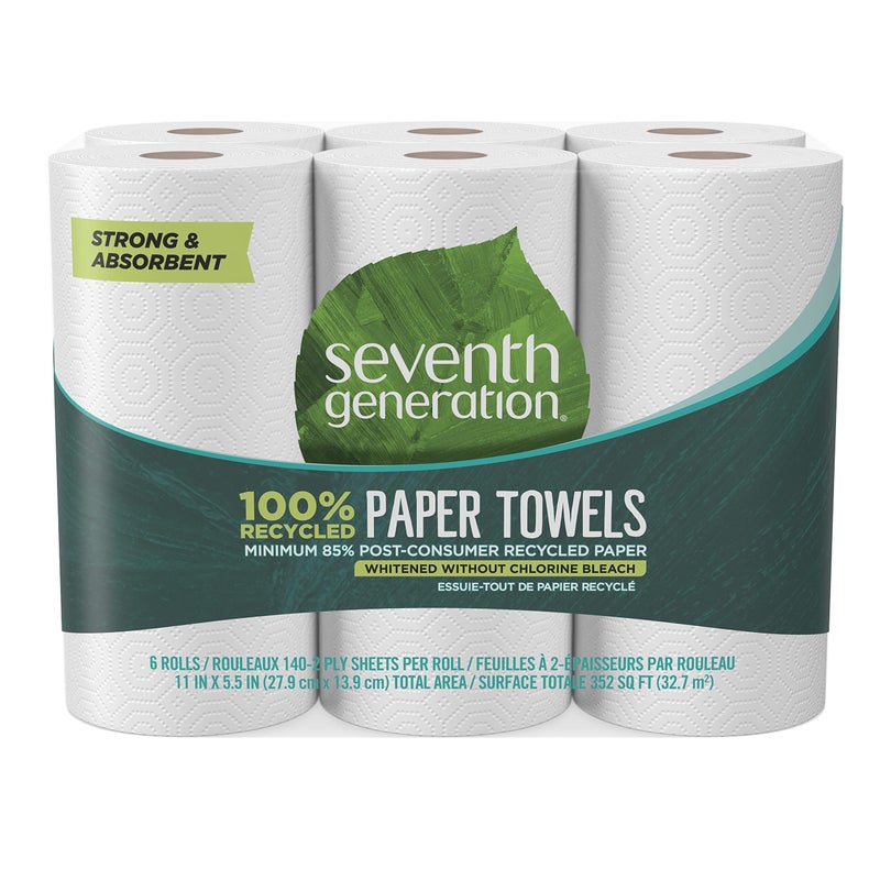 Seventh Generation 100 Recycled Paper Towels 2 Ply 140 Sheets 6 Rolls