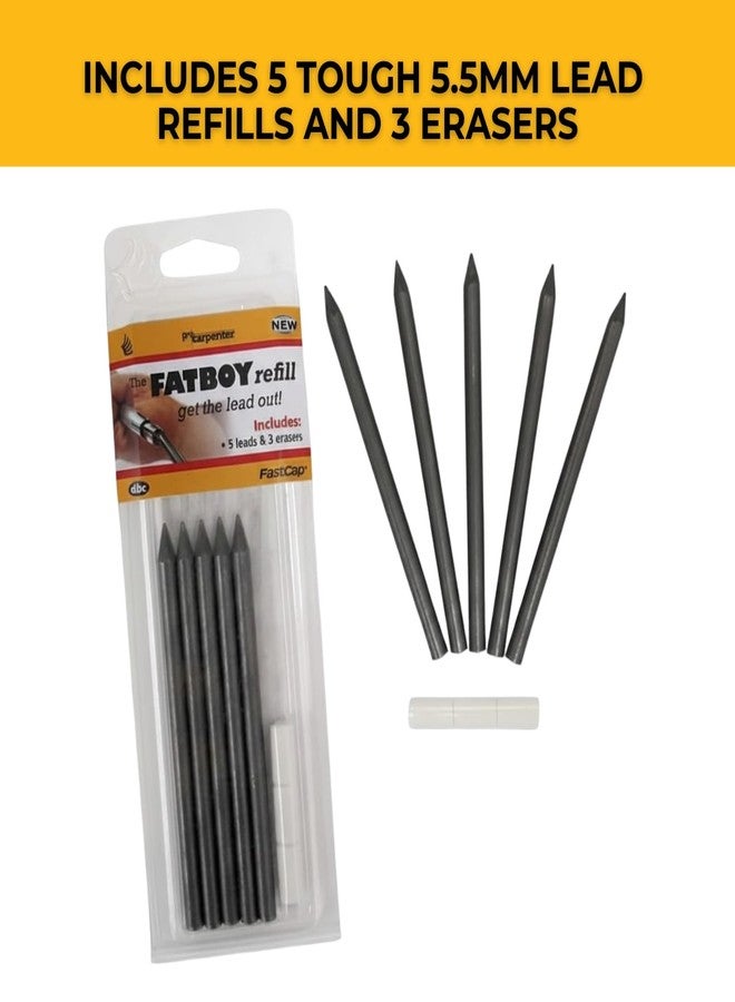 FastCap Fatboy Refill with 5 Replacement Leads and 3 Erasers - Perfect for Architecture Supplies and Construction Tools for Home Improvement - 5.5 mm HB2 Lead - 01018 - Image 4