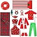 UPINS 14 Pcs Christmas Elf Doll Accessories Set with Sleeping Bag Bathrobe Top Pants Apron Chef Hat Scarf Swimming Circle Hammock Xmas Accessory for Doll Decorations - Image 2