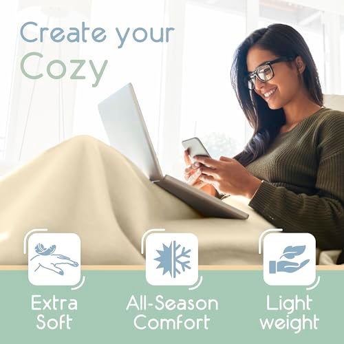 Vellux Twin Size Microfleece Blanket | Fleece Bed Blanket | All-Season Comfort| Supersoft Lightweight Throw Blanket | Plush Throw Blanket for Bed Couch or Sofa | Travel Blanket | Pet-Friendly | Ivory - Image 4