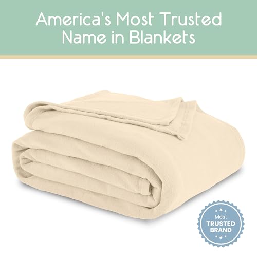 Vellux Twin Size Microfleece Blanket | Fleece Bed Blanket | All-Season Comfort| Supersoft Lightweight Throw Blanket | Plush Throw Blanket for Bed Couch or Sofa | Travel Blanket | Pet-Friendly | Ivory - Image 2