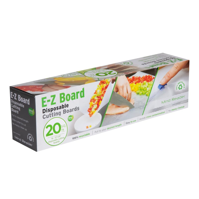 Mind Reader EZ Board Disposable Plastic Cutting Board 20 Square Feet Easy CleanUp and Convenient Use Ideal for Camping Hunting Boating and For People With Food Allergies Clear