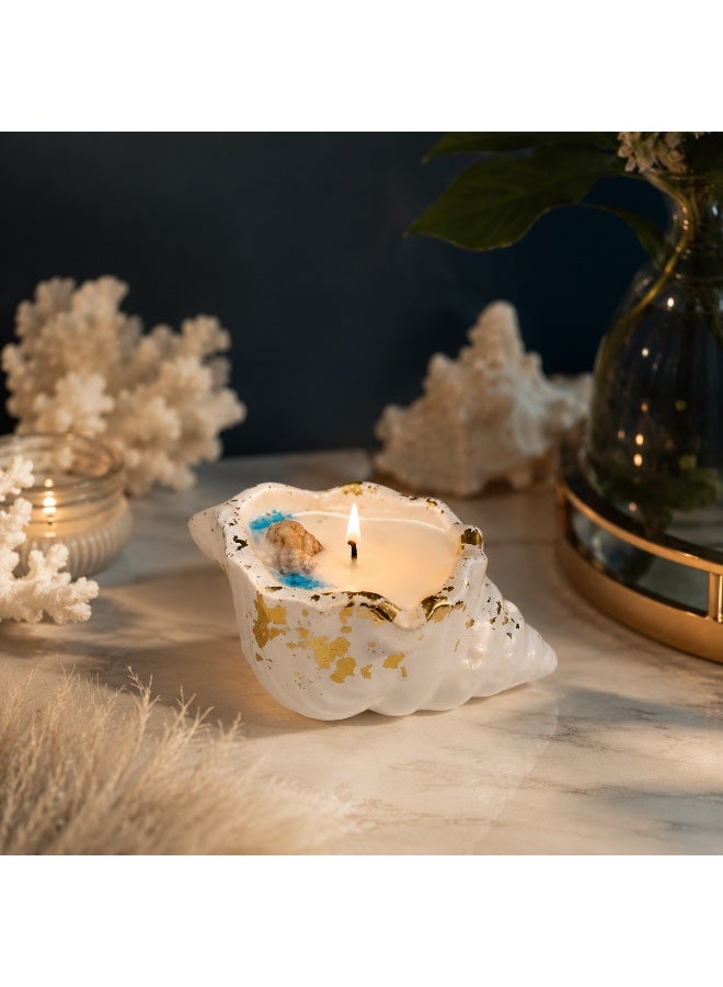 شمعة معطرة بعطر التوليب 40 جم - صدفة هاند ميد من الكونكريت - شمع عالي الجودة - شمعة ديكور فاخرة - هدية أنيقة - Image 1