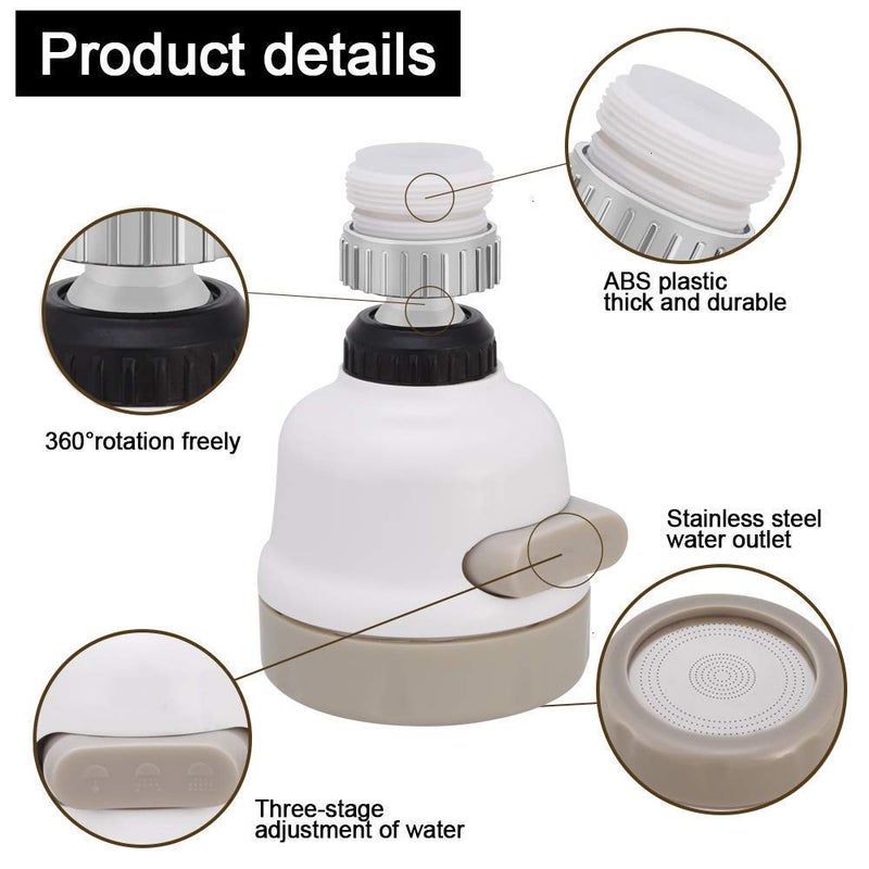 DASHAMAA TRADING 360 Degree Rotating WaterSaving Sprinkler Faucet Aerator 3Gear Adjustable Head Nozzle SplashProof Filter Extender Sprayer for Kitchen Bathroom  - Image 2