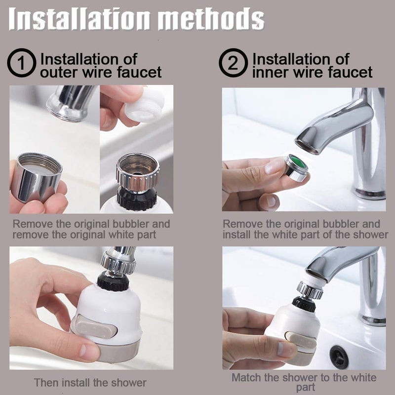 DASHAMAA TRADING 360 Degree Rotating WaterSaving Sprinkler Faucet Aerator 3Gear Adjustable Head Nozzle SplashProof Filter Extender Sprayer for Kitchen Bathroom  - Image 3