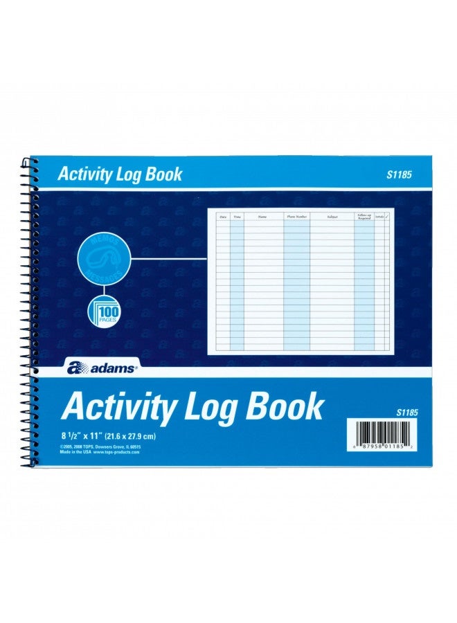 Adams Activity Log Book, Spiral Bound, 8.5 X 11 Inches, 100 Pages, White (S1185Abf) - Image 3