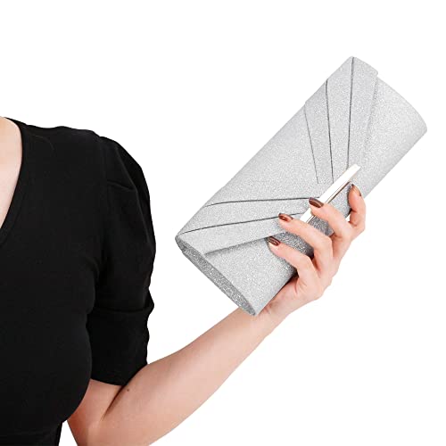 Naimo Womens Sparkle Paillette Clutch Evening Bag Elegant Pleated Envelope Handbag Party Cocktail Wedding Purse - Image 4