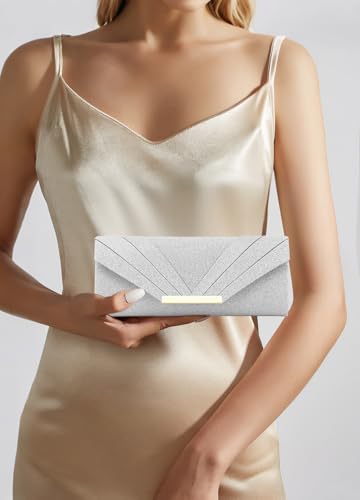 Naimo Womens Sparkle Paillette Clutch Evening Bag Elegant Pleated Envelope Handbag Party Cocktail Wedding Purse - Image 3
