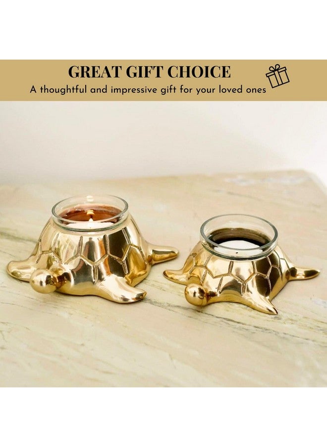 BEHOMA Golden Turtle Votive Holder Set of Mother and Child | Elegant Home and Office Dcor Accessories for Living Room | Collectibles Perfect for Birthday, Mother's Day | Votives Candle Included - Image 4