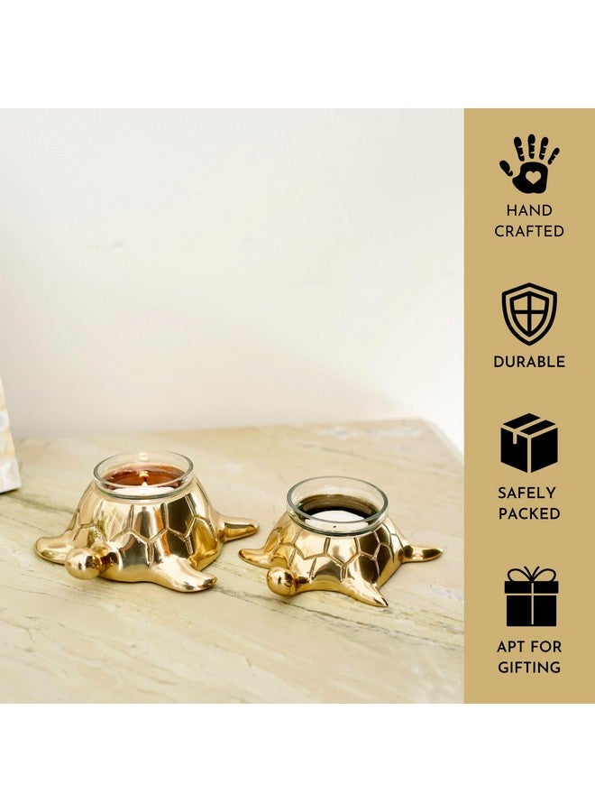 BEHOMA Golden Turtle Votive Holder Set of Mother and Child | Elegant Home and Office Dcor Accessories for Living Room | Collectibles Perfect for Birthday, Mother's Day | Votives Candle Included - Image 3