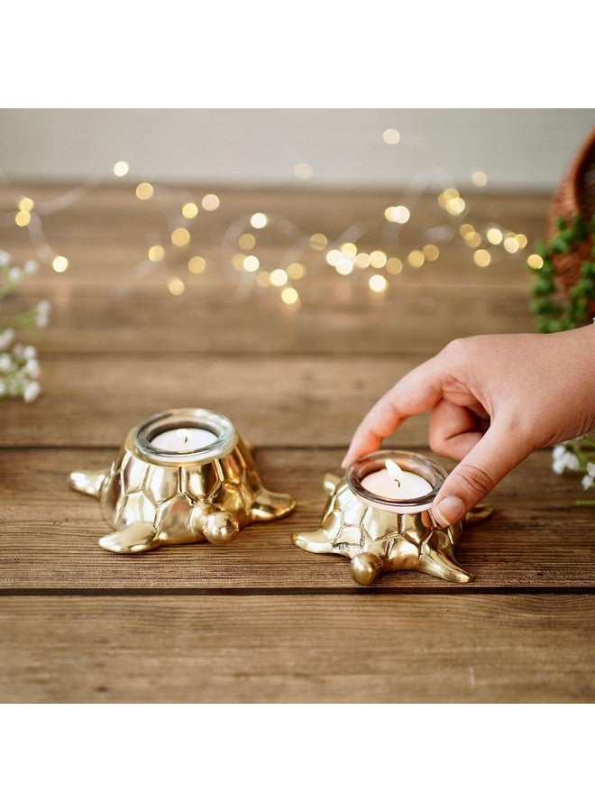 BEHOMA Golden Turtle Votive Holder Set of Mother and Child | Elegant Home and Office Dcor Accessories for Living Room | Collectibles Perfect for Birthday, Mother's Day | Votives Candle Included - Image 5