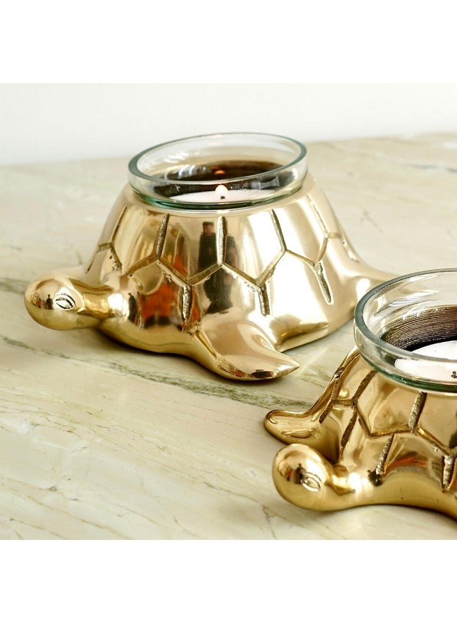 BEHOMA Golden Turtle Votive Holder Set of Mother and Child | Elegant Home and Office Dcor Accessories for Living Room | Collectibles Perfect for Birthday, Mother's Day | Votives Candle Included - Image 2