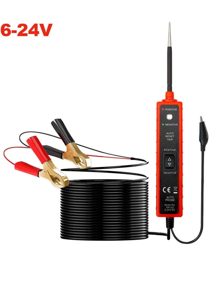 Automotive Circuit Tester Test Light Automotive with 4M Test Lead 6V 12V 24V DC Led Light Tester Fuse Tester Circuit Tester Auto 12V Electrical System Tools for Car Truck Marine Motorcycle SUV Boat - Image 1