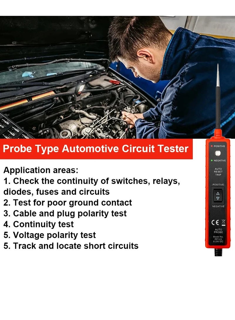 Automotive Circuit Tester Test Light Automotive with 4M Test Lead 6V 12V 24V DC Led Light Tester Fuse Tester Circuit Tester Auto 12V Electrical System Tools for Car Truck Marine Motorcycle SUV Boat - Image 3