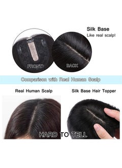 SEGO Hair Toppers for Women Real Human Hair No Bangs 130% Density 10 * 12CM Silk Base 100% Remy Human Hair Clip in Top Wiglet Hair Pieces for Thinning Hair-6 Inch Medium Brown&Dark Blonde  - Image 4